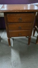 Comodino Vintage in Legno Massello con 3 Cassetti – Stile Classico – Maniglie in