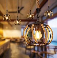 Lampada a Sospensione Attacco E27 Sfera Corda di Canapa Vintage da Interno IP20