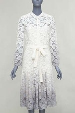 raro abito BURBERRY PRORSUM 2014 grigio panna ombre pizzo IT38 XS Olivia Palermo