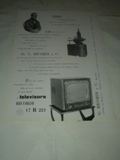 TELEVISORE RICORDI 17 R 221  - VECCHIA PUBBLICITA' CARTACEA DEGLI ANNI  '50 -