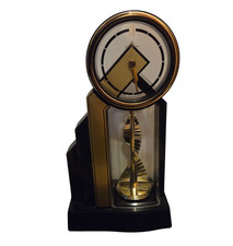 Orologio Da Tavolo Dugena Con Pendolo Rotante E Melodia Nero Oro Design Vintage