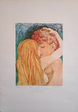 Carlo Levi (1902 - 1975) - Litografia con dedica - "Amanti" 