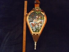 MANTICE SOFFIETTO NATALE ARTIGIANALE METALLO LEGNO PELLE 46 X 20 CM OTTIMO STATO