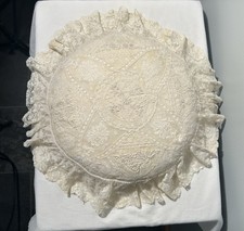 ANTICO cuscino boudoir vittoriano NORMANDIA PIZZO E SETA 1890 FATTO A MANO E PERFETTO!!