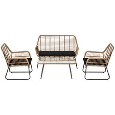 Outsunny Set da Giardino 4 Pezzi Rattan PE con 2 Poltrone Divano Tavolino Boho