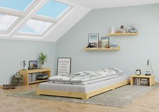 Letto a terra Futon letto extrabasso in legno 90x220 pino laccato