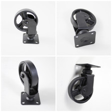 Pneumatici 4" Girevoli Neri Piccoli Stile Vintage Ferro Durevoli Spinner per Carrelli