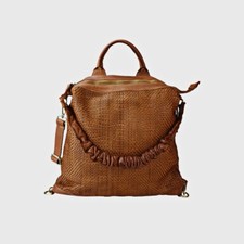 Zaino Borsa 2 in 1 Vintage Pelle Intrecciata Pelle Italy Lavato Fahim 8