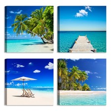Set di 4 Quadri Spiaggia