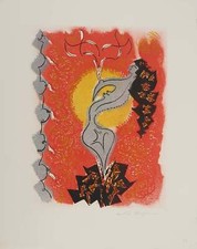 André MASSON : L'amante à l'oiseau, Gravure originale signée