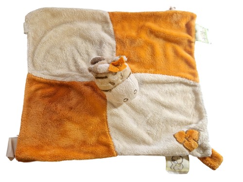 Doudou plat zèbre orange