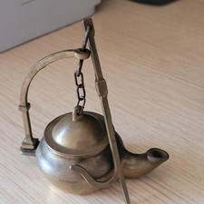 Antica lampada ad olio orientale in ottone primi 900 10cm23cm