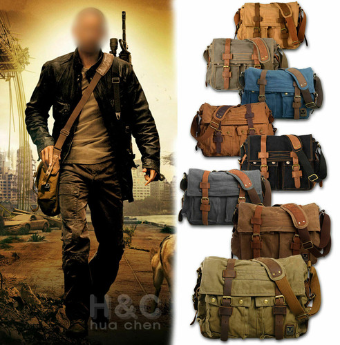 Borsa scuola uomo vintage tela
