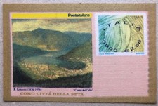 ITALIA 2001 FOGLIETTO COMO CITTA' PRIMO FRANCOBUSTA IN SETA AL MONDO FRANCOBOLLO