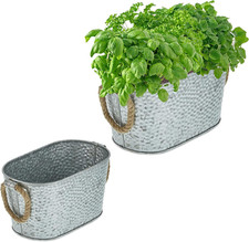 Vasi Zincati Ovali, Set Da 2