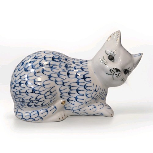 Vintage blue white cat - blue,