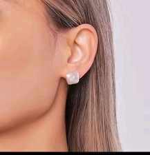 Orecchini perle vere quadrate