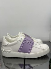 SCARPE DONNA VALENTINO GARAVANI SNEAKERS ROCKSTUD UNTILED BIANCO VIOLA USATO 38