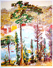 Michele Cascella, Portofino serigrafia originale 70 x 100 certificata e firmata