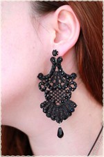 Orecchini pizzo macrame neri