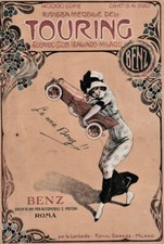 PUBBLICITA' 1913 BENZ MERCEDES  AUTO LUSSO DONNA MODA STILE LIBERTY ROMA 