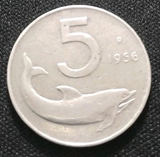 5 LIRE DELFINO 1956 RARA MB+