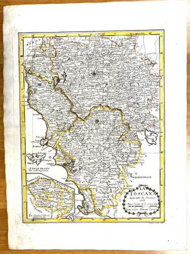 Toscana stampa antica - toscana, mappa