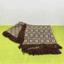 coperta vintage in lana realizzata su telaio  per letto singolo