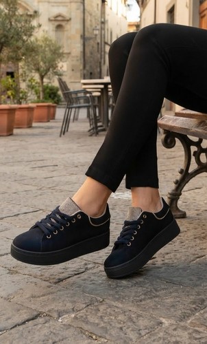 Sneakers donna nero strass - da,