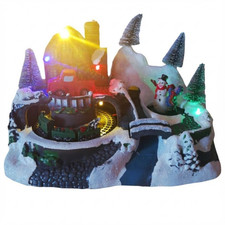 Giostra Natalizia Musicale con Luci LED Carillon Rotante Villaggio di Natale