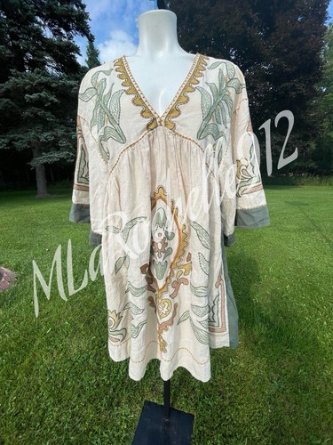 Abito boho misto lino - , ricamato