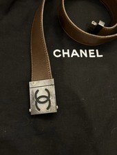 CHANEL Brown Leather Belt Size