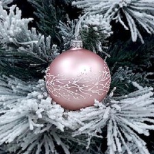 1pz Pallina sfera di vetro decorata a mano 80mm per albero di natale Rosa