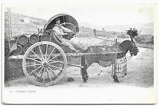 CARTOLINA DI ROMA, COSTUMI ROMANI - CARRETTO DI VINO  non viaggiata 1900 Ca.