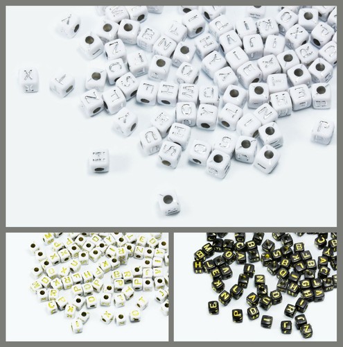 Perline lettere cubo mix - cubo, a-z