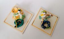 ♥ MUSICISTI 2 MATTONELLE IN CERAMICA CORONETTI CUNARDO SERVAIS 1957 PIASTRELLE