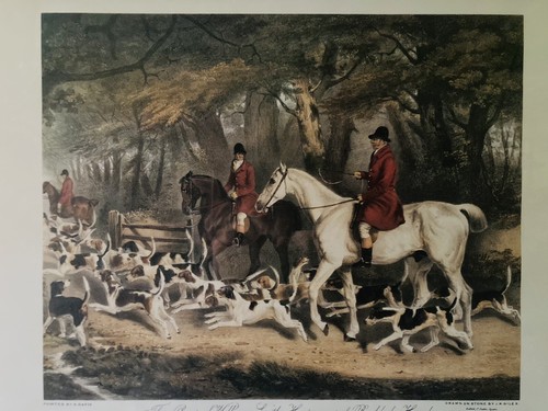 Hunting lithograph drawn on - lithograph,,