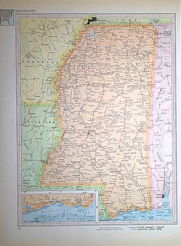 Mappa del mississippi stati - del,