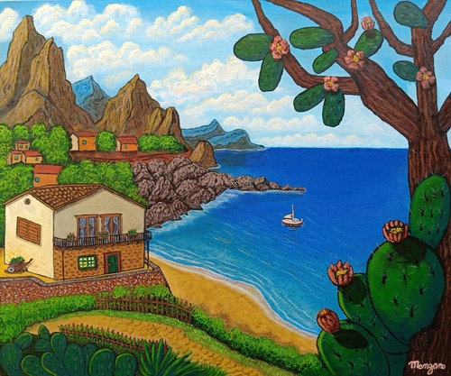 Dipinto paesaggio siciliano - dipinto, di