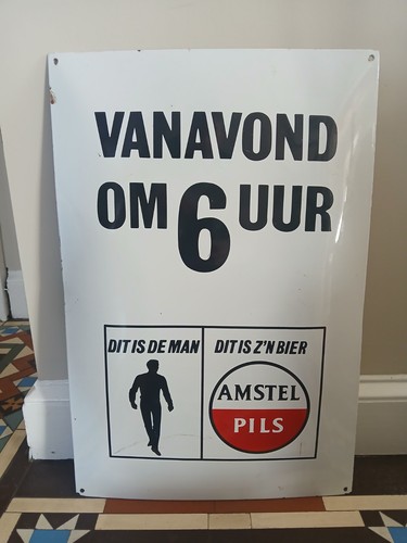 Enamel beer sign - beer, amstel