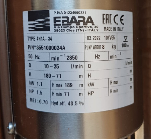 Pompa sommersa ebara 4n1a - pompa,