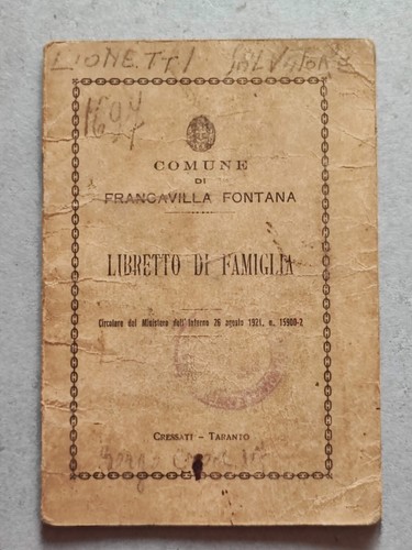 Libretto famiglia 1941 - libretto, di