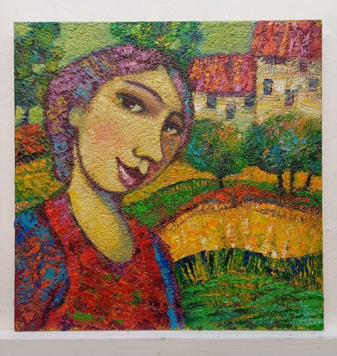Quadro paesaggio figura olio - quadro,