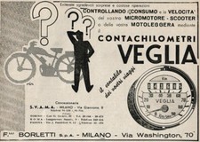 PUBBLICITA 1949 CONTACHILOMETRI VEGLIA BORLETTI MILANO MOTO SCOOTER MOTOLEGGERA