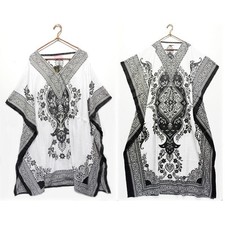 Abito Dolman Kaftan con motivo floreale orientale, top in viscosa, etnico,...