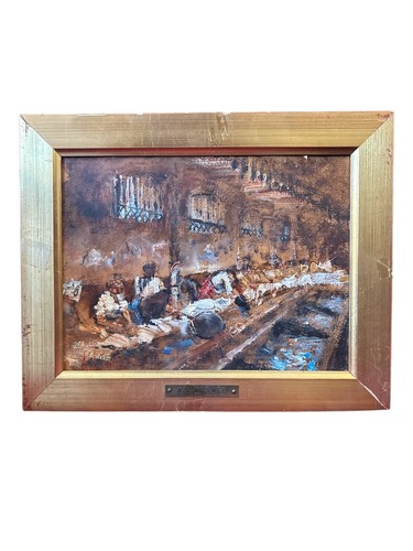 Olio cartone scena - su,