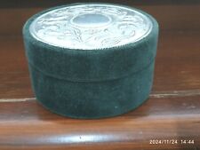 COFANETTO  PORTAGIOIE CIRCOLARE VINTAGE VELLUTO BLU COPERCHIO ARGENTO 925.