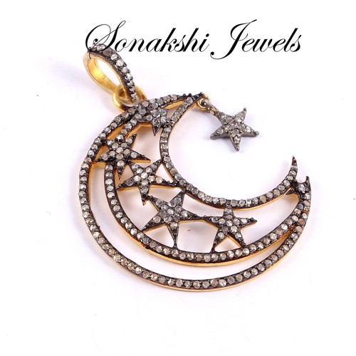 Ciondolo stella luna - , diamante