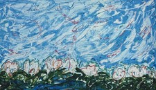 Mario SCHIFANO - "Gigli d'acqua", 1997 - Serigrafia materica, 100 x 120 cm