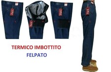 Jeans Uomo Caldo Termico tg.48/62 Elasticizzato Imbottito Vita Alta Imbottito